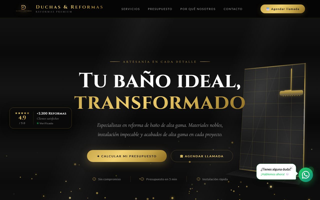 Vista previa de la web de Duchas & Reformas