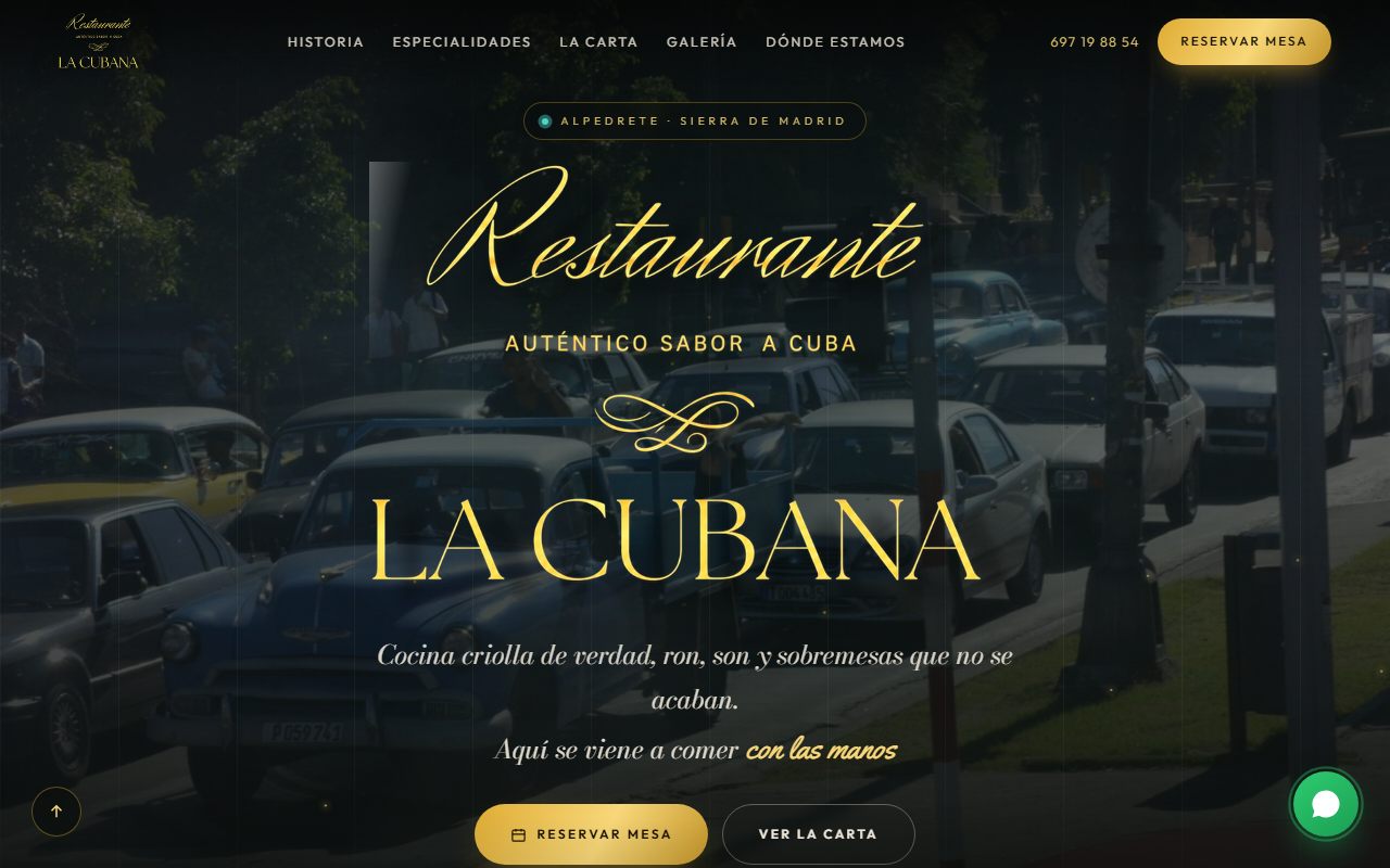 Vista previa de la web del Restaurante La Cubana en Alpedrete